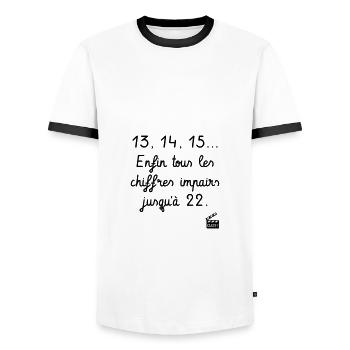Kaameløtt - Réplique Culte - Citation Perceval - T-shirt contrasté Homme - blanc/noir - Devant - AI Model Female 172 light (172cm) & AI Model Male 178 dark (178cm)
