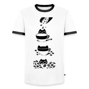 Ragdoll Cat Lover Tasse à café Ragdolls Cats - T-shirt contrasté Homme - blanc/noir - Devant - AI Model Female 172 light (172cm) & AI Model Male 178 dark (178cm)