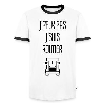 Trucker LKW Fahrer Routier Truck Camion Transport - Men's Ringer Shirt - white/black - Front - AI Model Female 172 light (172cm) & AI Model Male 178 dark (178cm)