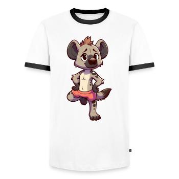 Hyena Gymnastics Yoga Fitness - Men's Ringer Shirt - white/black - Front - AI Model Female 172 light (172cm) & AI Model Male 178 dark (178cm)