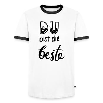 Du bist die beste - Männer Kontrast-T-Shirt - Weiß/Schwarz - Vorne - AI Model Female 172 light (172cm) & AI Model Male 178 dark (178cm)