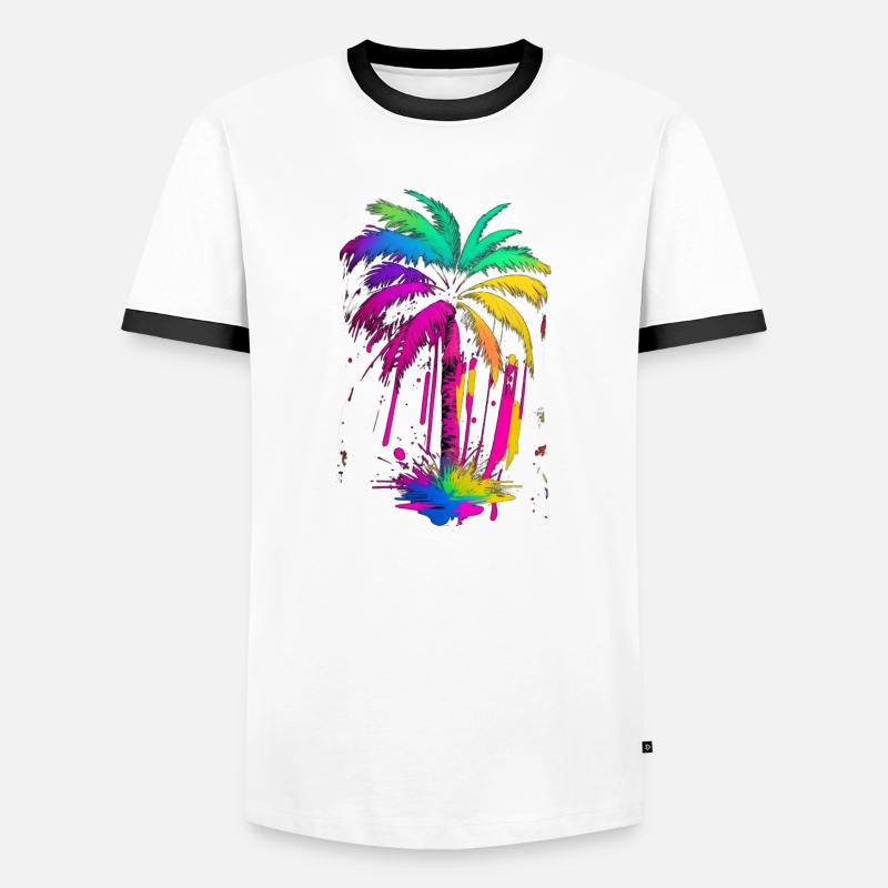 Palm tree - Men's Ringer Shirt - white/black