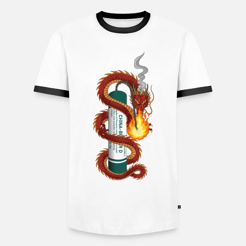 Pyro Drache - Männer Kontrast-T-Shirt - Weiß/Schwarz