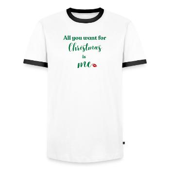 Weihnachten bin ich dein Wunsch - Männer Kontrast-T-Shirt - Weiß/Schwarz - Vorne - AI Model Female 172 light (172cm) & AI Model Male 178 dark (178cm)