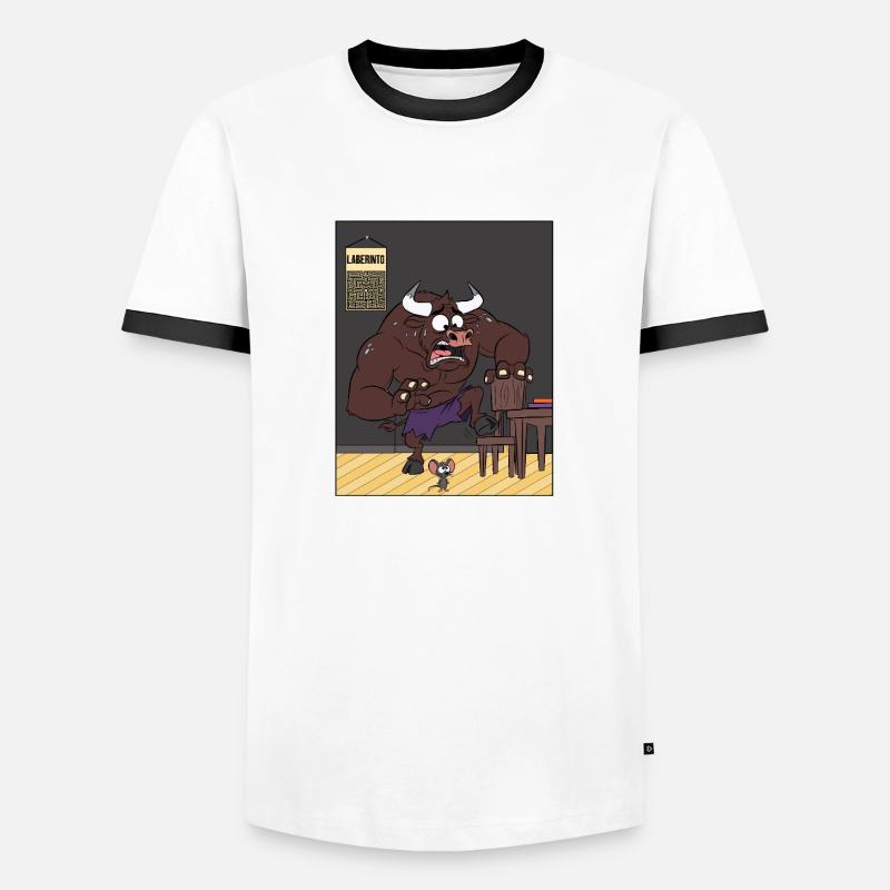 Feiger Minotaurus - Männer Kontrast-T-Shirt - Weiß/Schwarz