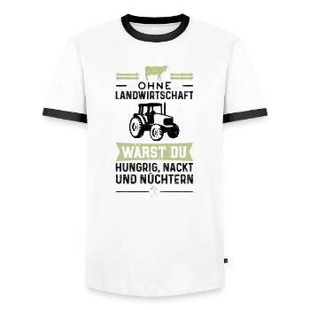 Ohne Landwirtschaft Wärst Du Hungrig Nackt Und - Männer Kontrast-T-Shirt - Weiß/Schwarz - Vorne - AI Model Female 172 light (172cm) & AI Model Male 178 dark (178cm)