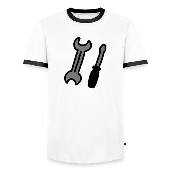 Werkzeuge - Männer Kontrast-T-Shirt - Weiß/Schwarz - Vorne - AI Model Female 172 light (172cm) & AI Model Male 178 dark (178cm)