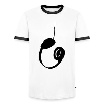 headphones - Men's Ringer Shirt - white/black - Front - AI Model Female 172 light (172cm) & AI Model Male 178 dark (178cm)
