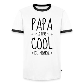 Dad Daddy Papa Vati Vater Father's Day Baby - Men's Ringer Shirt - white/black - Front - AI Model Female 172 light (172cm) & AI Model Male 178 dark (178cm)
