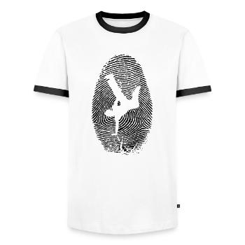 Breakdancer fingerprint - dance - hip hop music - Men's Ringer Shirt - white/black - Front - AI Model Female 172 light (172cm) & AI Model Male 178 dark (178cm)