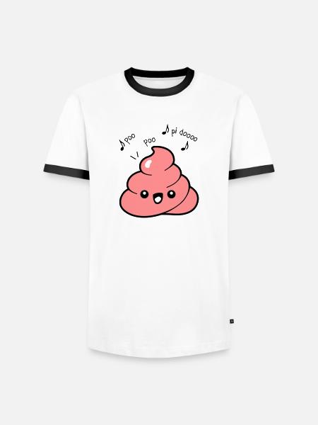 Emoji caca citations - T-shirt contrasté Homme - blanc/noir