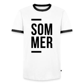 Sommer - Männer Kontrast-T-Shirt - Weiß/Schwarz - Vorne - AI Model Female 172 light (172cm) & AI Model Male 178 dark (178cm)