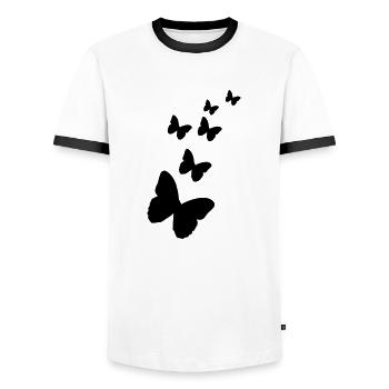 papillon - T-shirt contrasté Homme - blanc/noir - Devant - AI Model Female 172 light (172cm) & AI Model Male 178 dark (178cm)