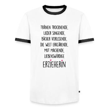 Erzieherin - Männer Kontrast-T-Shirt - Weiß/Schwarz - Vorne - AI Model Female 172 light (172cm) & AI Model Male 178 dark (178cm)