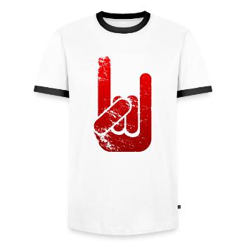 ROCK - Métal voeux en rouge - look grunge - T-shirt contrasté Homme - blanc/noir - Devant - AI Model Female 172 light (172cm) & AI Model Male 178 dark (178cm)