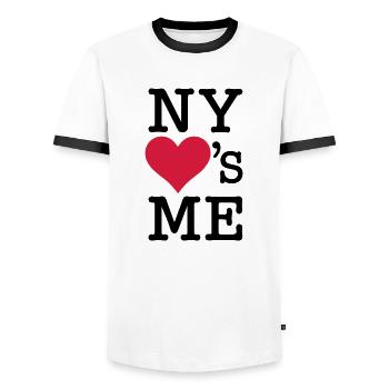 New York NY Loves Me - T-shirt contrasté Homme - blanc/noir - Devant - AI Model Female 172 light (172cm) & AI Model Male 178 dark (178cm)