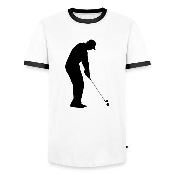 Golf Golfer Golfer Terrain de golf - T-shirt contrasté Homme - blanc/noir - Devant - AI Model Female 172 light (172cm) & AI Model Male 178 dark (178cm)