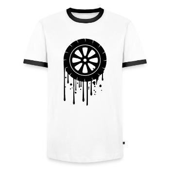tire graffiti drip mechanic car driving fue - Men's Ringer Shirt - white/black - Front - AI Model Female 172 light (172cm) & AI Model Male 178 dark (178cm)