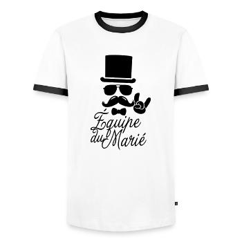 vintage moustache equipe du marié soirée hipster - T-shirt contrasté Homme - blanc/noir - Devant - AI Model Female 172 light (172cm) & AI Model Male 178 dark (178cm)