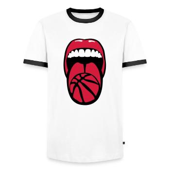 Basketball zieht Sprache Sprache Mund - Männer Kontrast-T-Shirt - Weiß/Schwarz - Vorne - AI Model Female 172 light (172cm) & AI Model Male 178 dark (178cm)