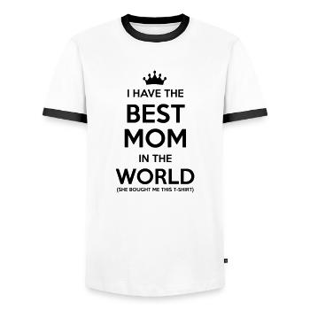 i have the best mom in the world - Men's Ringer Shirt - white/black - Front - AI Model Female 172 light (172cm) & AI Model Male 178 dark (178cm)