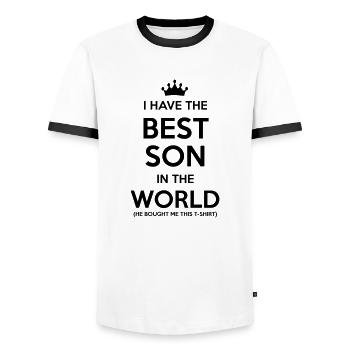 i have the best son in the world - Männer Kontrast-T-Shirt - Weiß/Schwarz - Vorne - AI Model Female 172 light (172cm) & AI Model Male 178 dark (178cm)