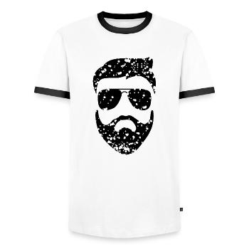 Mann mit Brille und Bart - Männer Kontrast-T-Shirt - Weiß/Schwarz - Vorne - AI Model Female 172 light (172cm) & AI Model Male 178 dark (178cm)