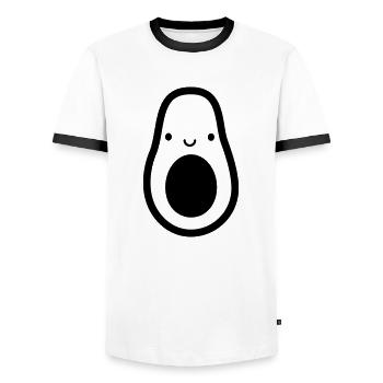 avocat petit doux visage yeux bouche petit niedl - T-shirt contrasté Homme - blanc/noir - Devant - AI Model Female 172 light (172cm) & AI Model Male 178 dark (178cm)