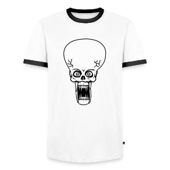 head face evil ugly disgusting tentacle monster ho - Men's Ringer Shirt - white/black - Front - AI Model Female 172 light (172cm) & AI Model Male 178 dark (178cm)
