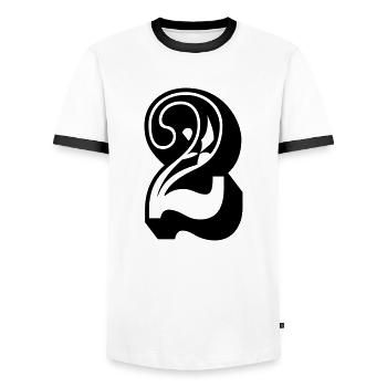 2 - Männer Kontrast-T-Shirt - Weiß/Schwarz - Vorne - AI Model Female 172 light (172cm) & AI Model Male 178 dark (178cm)
