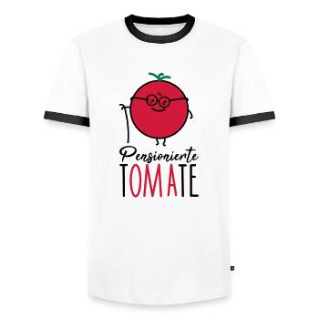 Pensionierte Oma - Männer Kontrast-T-Shirt - Weiß/Schwarz - Vorne - AI Model Female 172 light (172cm) & AI Model Male 178 dark (178cm)