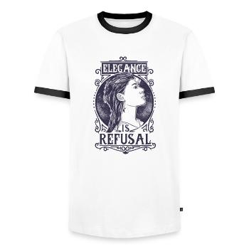 Elegance is Refusal - Men's Ringer Shirt - white/black - Front - AI Model Female 172 light (172cm) & AI Model Male 178 dark (178cm)