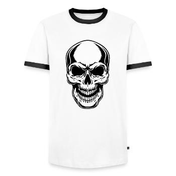 Skull - Men's Ringer Shirt - white/black - Front - AI Model Female 172 light (172cm) & AI Model Male 178 dark (178cm)
