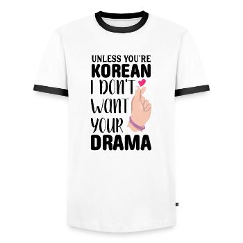 Kdrama K-Drame K Drame Séoul Kpop K-Pop Hallyu - T-shirt contrasté Homme - blanc/noir - Devant - AI Model Female 172 light (172cm) & AI Model Male 178 dark (178cm)