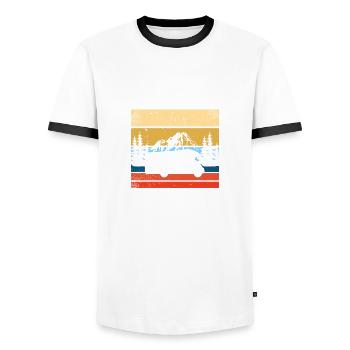 Reise vor dem sterben Wohnwagen Camper Camping - Männer Kontrast-T-Shirt - Weiß/Schwarz - Vorne - AI Model Female 172 light (172cm) & AI Model Male 178 dark (178cm)
