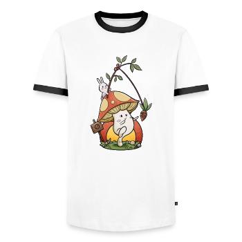 Mushroom - Men's Ringer Shirt - white/black - Front - AI Model Female 172 light (172cm) & AI Model Male 178 dark (178cm)