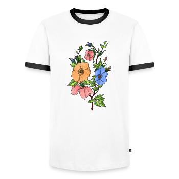 Flowers - Men's Ringer Shirt - white/black - Front - AI Model Female 172 light (172cm) & AI Model Male 178 dark (178cm)