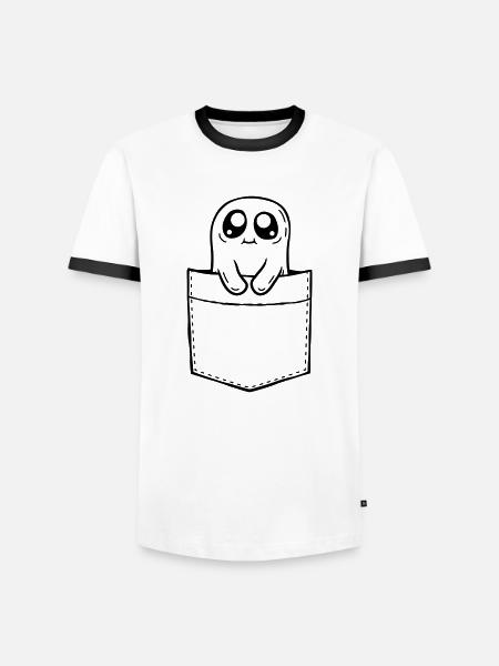 Ghost Take Chest Bag Comic - Men's Ringer Shirt - white/black