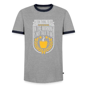 not talk to me - Men's Ringer Shirt - grey/navy  - Front - AI Model Female 172 light (172cm) & AI Model Male 178 light (178cm)