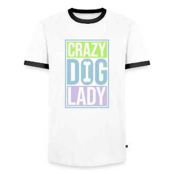 crazy dog lady quote - Men's Ringer Shirt - white/black - Front - AI Model Female 172 light (172cm) & AI Model Male 178 dark (178cm)