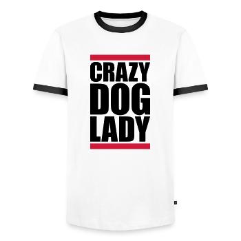 crazy dog lady quote - Men's Ringer Shirt - white/black - Front - AI Model Female 172 light (172cm) & AI Model Male 178 dark (178cm)