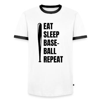 Baseball Baseballteam Baseballer Baseballspieler - Männer Kontrast-T-Shirt - Weiß/Schwarz - Vorne - AI Model Female 172 light (172cm) & AI Model Male 178 dark (178cm)