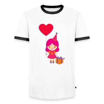 Pregnancy Baby shower Babyshower Boy Girl - Men's Ringer Shirt - white/black - Front - AI Model Female 172 light (172cm) & AI Model Male 178 dark (178cm)