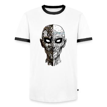 Skull - Men's Ringer Shirt - white/black - Front - AI Model Female 172 light (172cm) & AI Model Male 178 dark (178cm)
