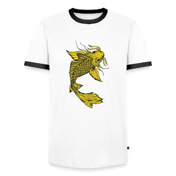 fish koi japanese carp drawing 14 3 A - Men's Ringer Shirt - white/black - Front - AI Model Female 172 light (172cm) & AI Model Male 178 dark (178cm)