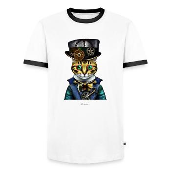 Crazy Cat- Hat - Männer Kontrast-T-Shirt - Weiß/Schwarz - Vorne - AI Model Female 172 light (172cm) & AI Model Male 178 dark (178cm)