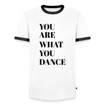 Dancing Dance Music - Männer Kontrast-T-Shirt - Weiß/Schwarz - Vorne - AI Model Female 172 light (172cm) & AI Model Male 178 dark (178cm)