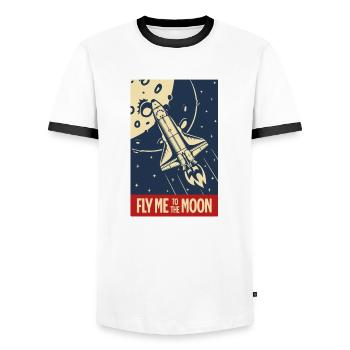 Envolez-moi vers la Lune - T-shirt contrasté Homme - blanc/noir - Devant - AI Model Female 172 light (172cm) & AI Model Male 178 dark (178cm)
