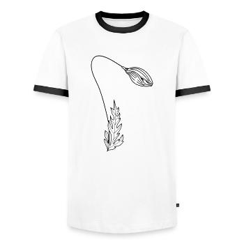 Poppy 29 poppy flower blossom - Men's Ringer Shirt - white/black - Front - AI Model Female 172 light (172cm) & AI Model Male 178 dark (178cm)