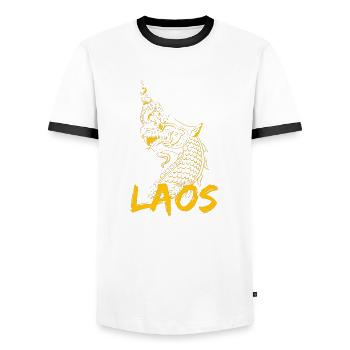 Laos Laotian Laotian Dragon Lao I Gift - Men's Ringer Shirt - white/black - Front - AI Model Female 172 light (172cm) & AI Model Male 178 dark (178cm)